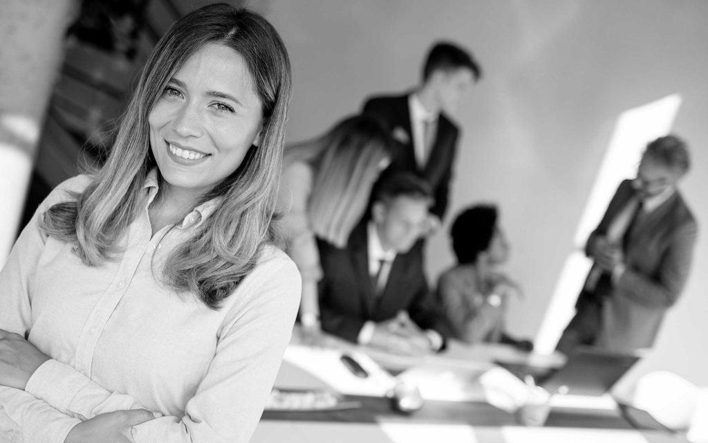 business woman with team at meeting